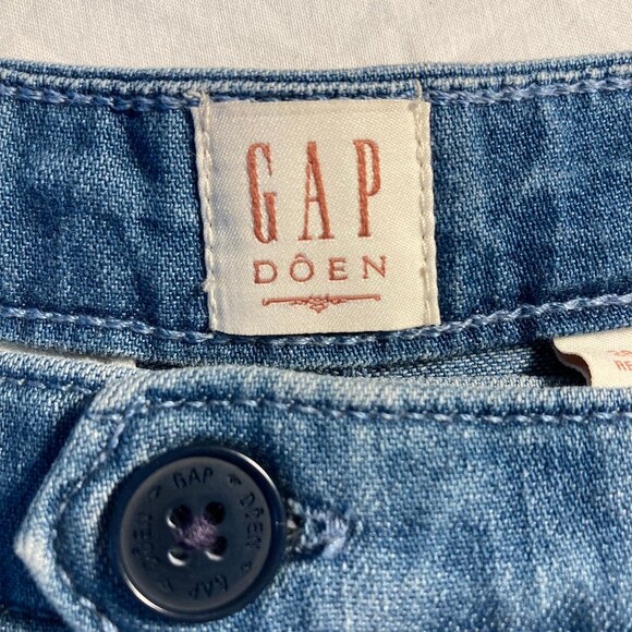 Gap + DOEN Jeans Wide Legs Pleated High Waist Ankle Length Medium Blue, size 6 - Picture 4 of 16